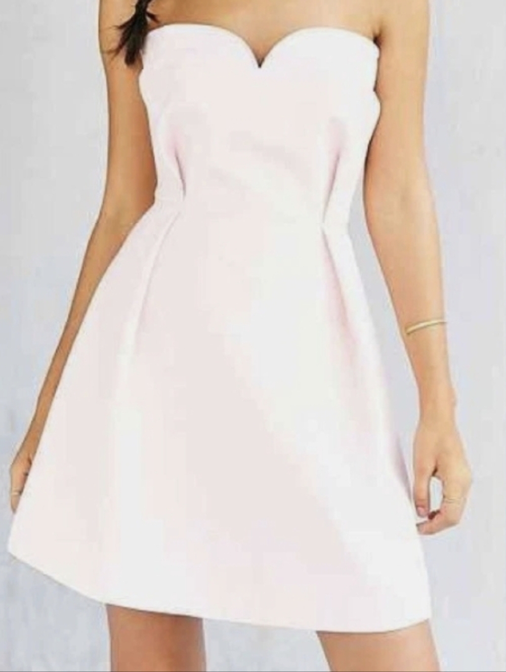 FINDERS KEEPERS LIGHT BLUSH PINK STRAPLESS MINI FLARED DRESS, SIZE XS